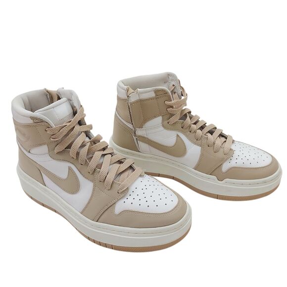 Nike Air Jordan 1 Elevate High White Tan Womens 10 Platform Side Zip Comfortable - Picture 3 of 12